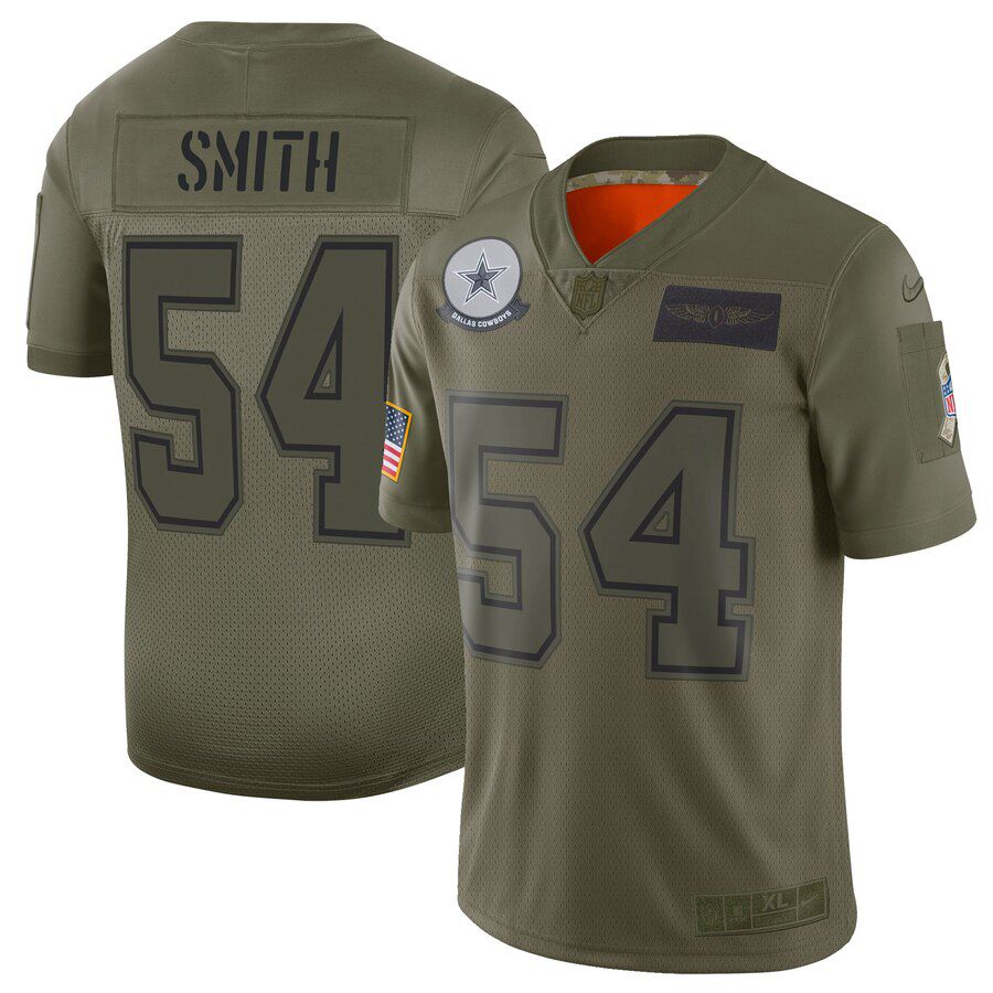 Men Dallas cowboys #54 Smith Green Nike Olive Salute To Service Limited NFL Jerseys